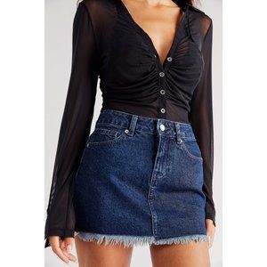 FREE PEOPLE Out Of Ordinary Denim Mini Skirt / Deep Indigo